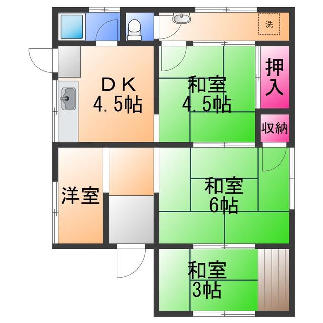 阪和線 和泉鳥取駅 徒歩9分 1階建 築49年(4DK)の間取り写真
