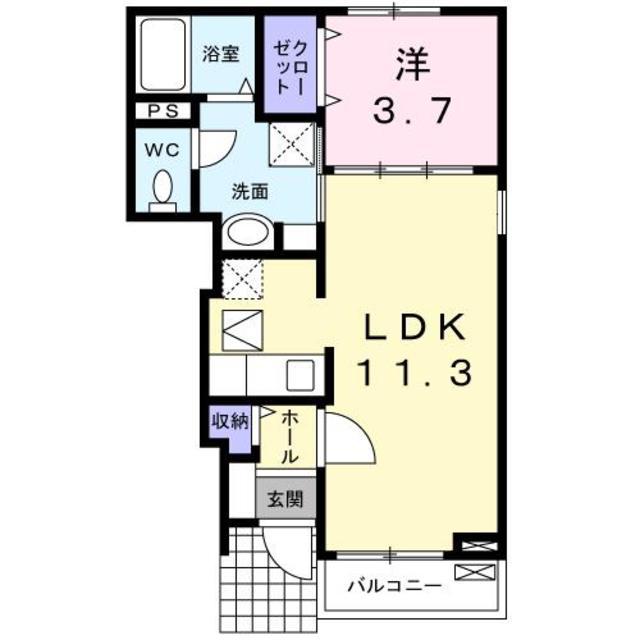 ソフトリーⅠ(1LDK/1階)の間取り写真