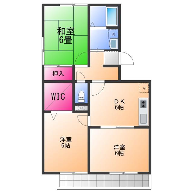 ロイヤルスクエアあむ2(2LDK/2階)の間取り写真