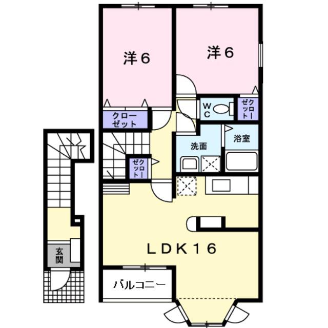 ソレイユ2(2LDK/2階)の間取り写真