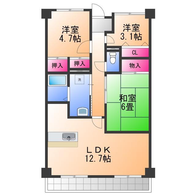 リアンジェ泉大津(3LDK/2階)の間取り写真