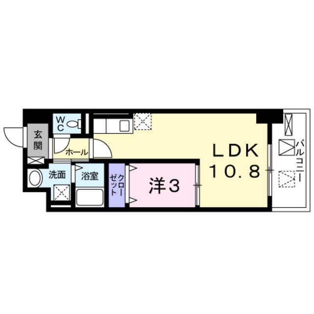 ゴールイン(1LDK/2階)の間取り写真