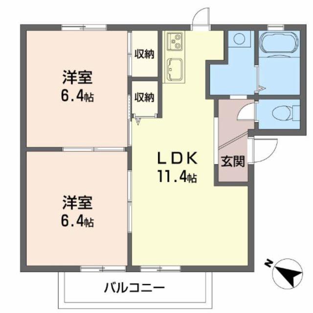 ガーデンハイツ古谷D棟(2LDK/2階)の間取り写真