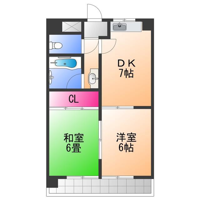 セントヒル(2DK/2階)の間取り写真
