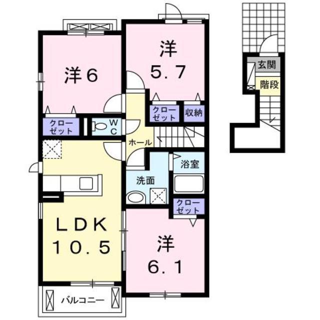 レスペランス2(3LDK/2階)の間取り写真