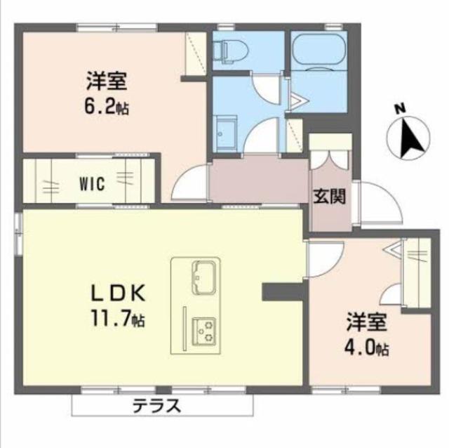 ボルトシティ熊取3(2LDK/1階)の間取り写真