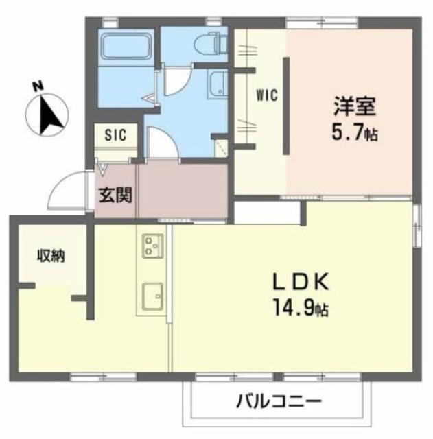 ボルトシティ熊取3(1LDK/2階)の間取り写真