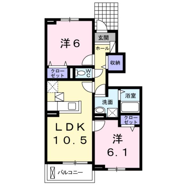 レスペランス2(2LDK/1階)の間取り写真