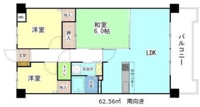 グリーントピア21みさき公園(3LDK/3階)の間取り写真