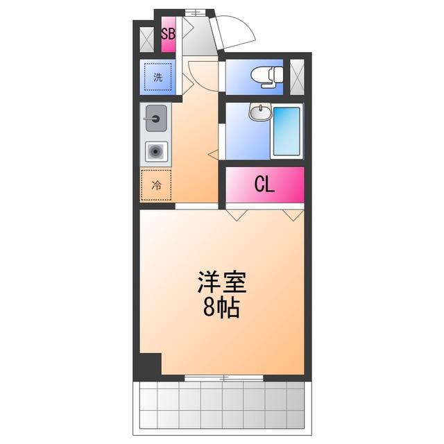 シャルル泉大津(1K/4階)の間取り写真