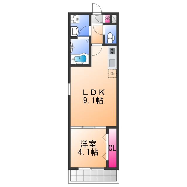 レヴール鳳南(1LDK/2階)の間取り写真