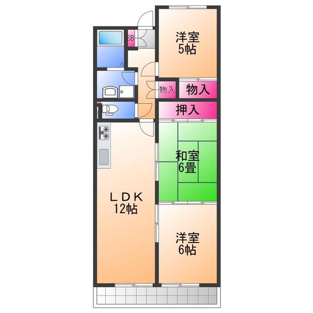 パストラル羽衣(3LDK/3階)の間取り写真