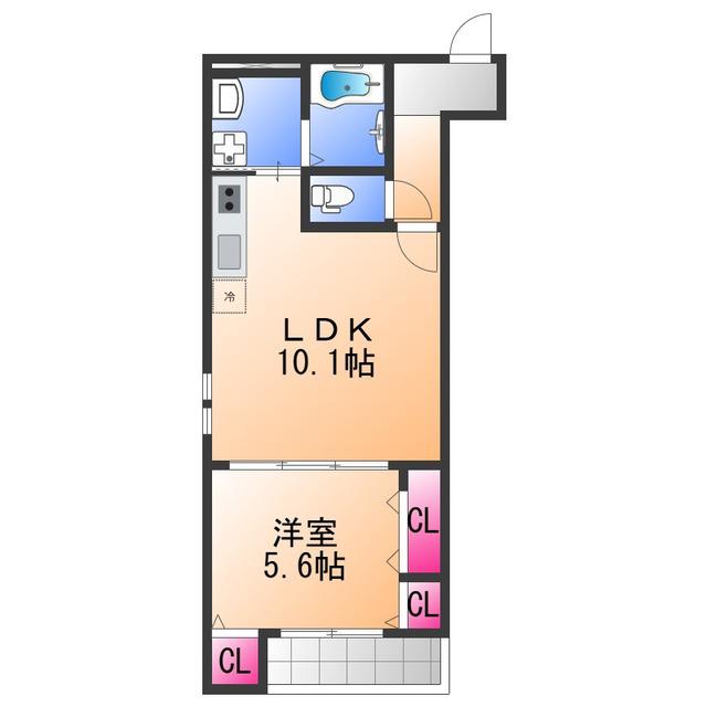 リアン富木(1LDK/2階)の間取り写真