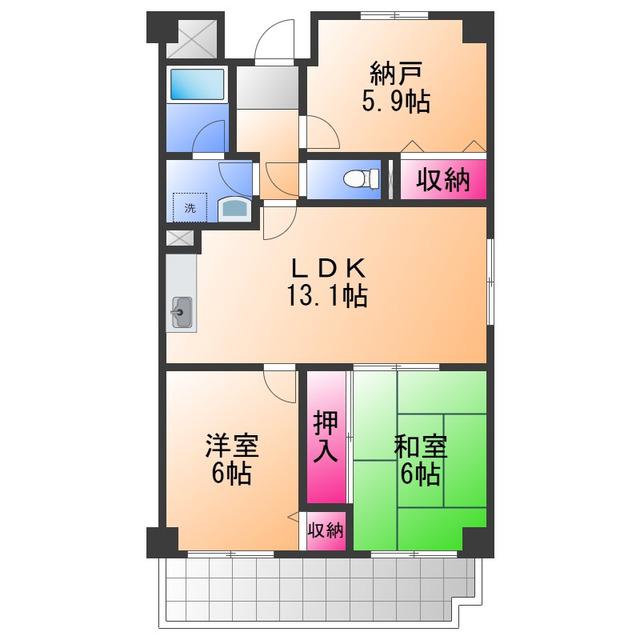 ハイアットプレイス(3LDK/2階)の間取り写真