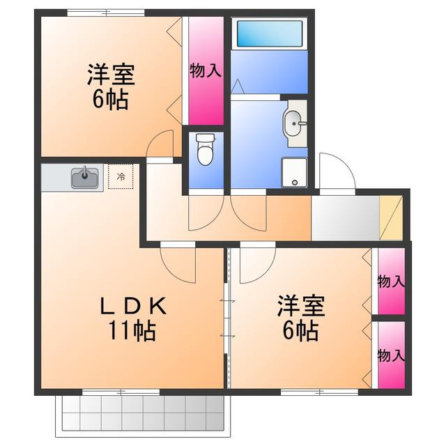 セジュールR(2LDK/2階)の間取り写真