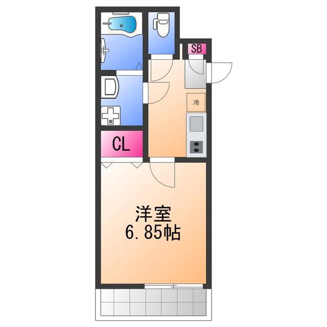 アンレーヴ羽衣(1K/2階)の間取り写真