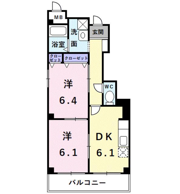 アンジュメゾン(3DK/1階)の間取り写真
