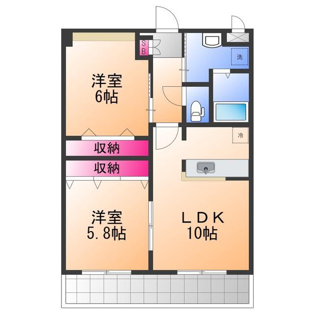 ロイヤルコート(2LDK/1階)の間取り写真
