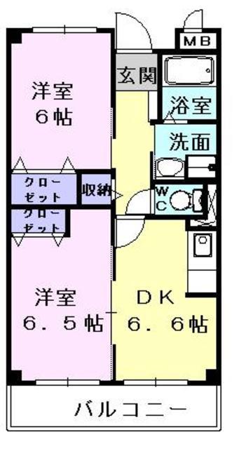 ガーデンパレス21(2DK/2階)の間取り写真