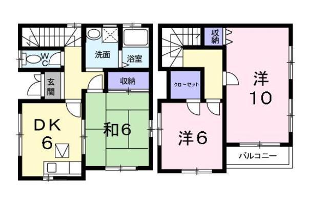 阪和線 和泉鳥取駅 徒歩17分 2階建 築27年(3DK)の間取り写真