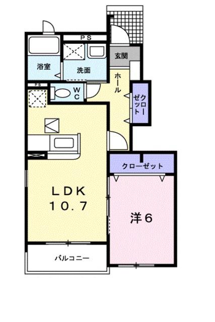 ボナール(1LDK/1階)の間取り写真