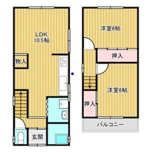 阪和線 長滝駅 徒歩14分 1階建 築49年(2LDK)の間取り写真