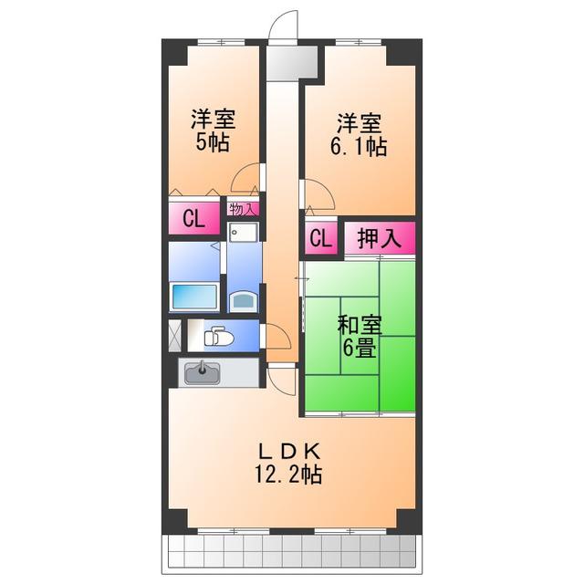 エテルノン泉佐野(3LDK/8階)の間取り写真