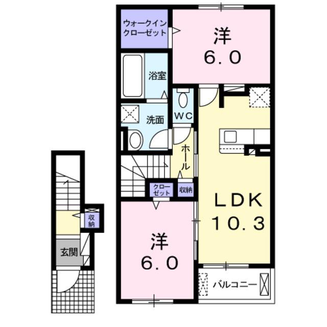 フリーデⅣ(2LDK/2階)の間取り写真