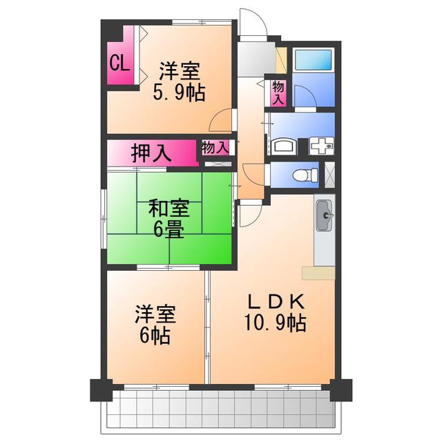 ウィステリア(3LDK/1階)の間取り写真