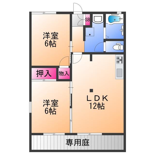 ハイツ菅原B棟(2LDK/1階)の間取り写真