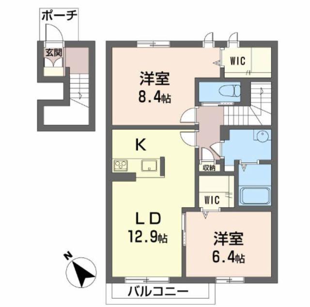 MAISON PUSPA(2LDK/2階)の間取り写真