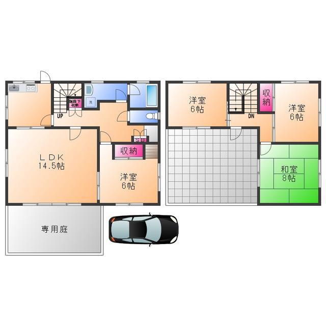 阪和線 新家駅 徒歩26分 2階建 築46年(4LDK)の間取り写真