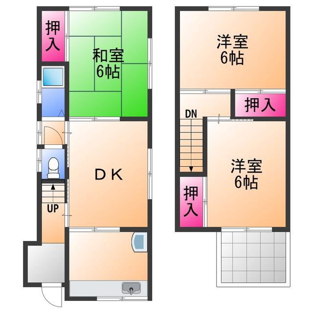 南海電鉄南海本線 北助松駅 徒歩6分 2階建 築55年(3DK)の間取り写真