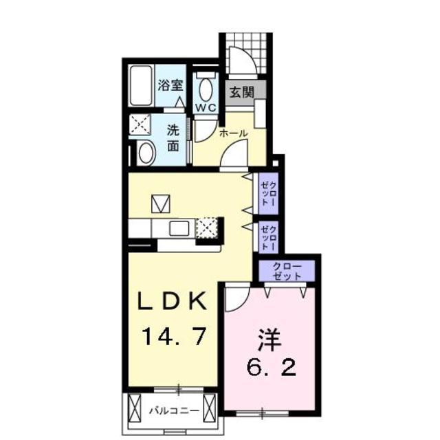 コンストライフD(1LDK/1階)の間取り写真