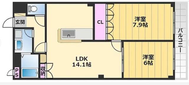 アドヴァンス(2LDK/2階)の間取り写真