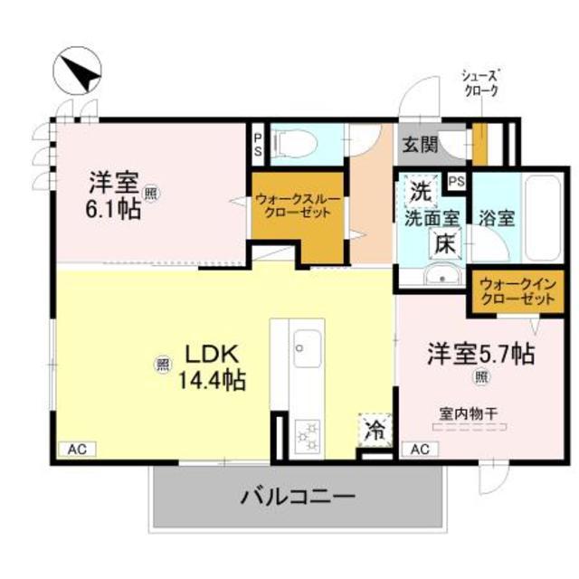 ブランノワール日根野(2LDK/3階)の間取り写真