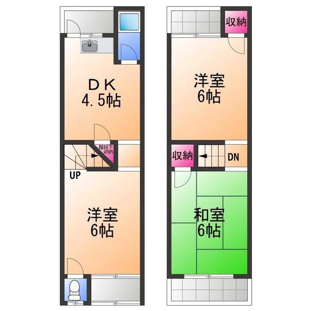 阪和線 北信太駅 徒歩8分 2階建 築57年(3DK)の間取り写真