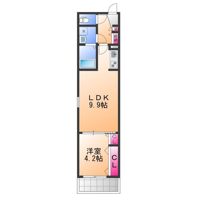 ジーメゾン岸和田上町(1LDK/3階)の間取り写真