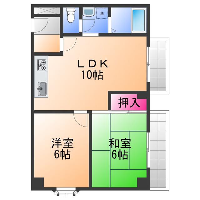 ABCライフ東岸和田(2LDK/5階)の間取り写真