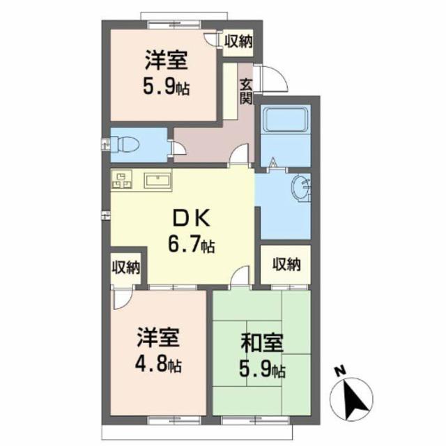 フレグランス・幸(3DK/1階)の間取り写真
