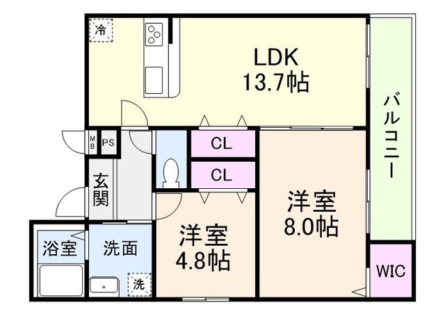 フジパレス レーヴⅠ番館(2LDK/3階)の間取り写真