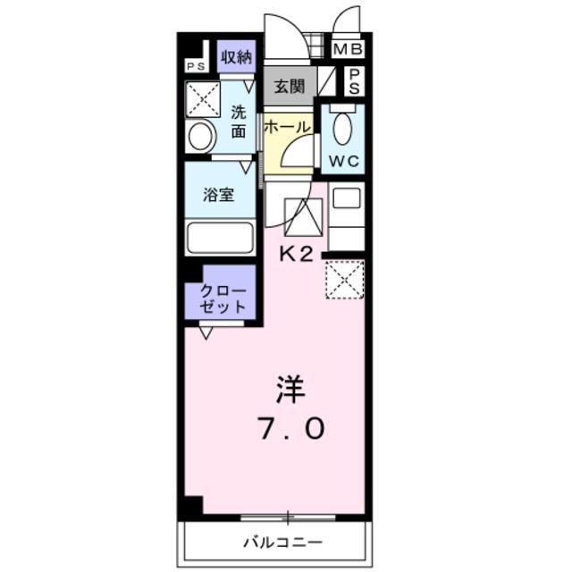 パークビサイド(ワンルーム/2階)の間取り写真