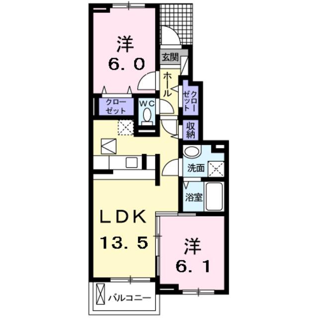 サン・メゾン日根野(2LDK/1階)の間取り写真