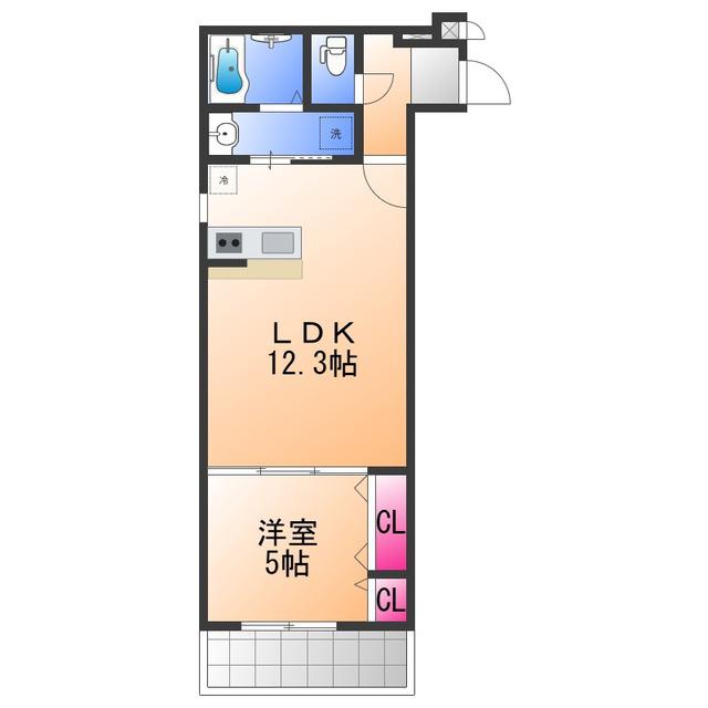 グランハイツ西喜(1LDK/3階)の間取り写真