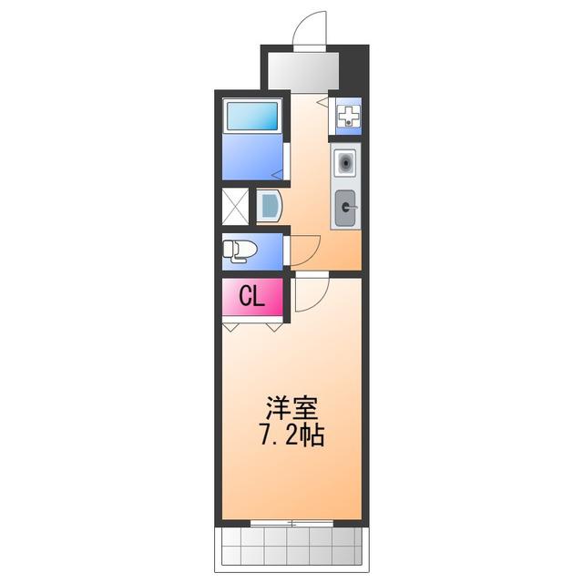 メルローズ二色ノ浜(1K/4階)の間取り写真