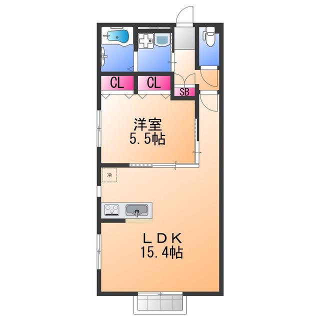 CROSS大手町(1LDK/1階)の間取り写真