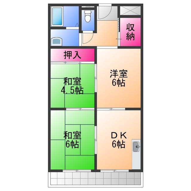メロディコーポ岸和田(3DK/2階)の間取り写真