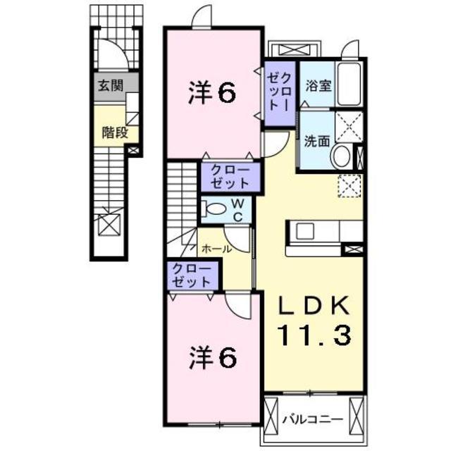 GARDEN泉(2LDK/2階)の間取り写真