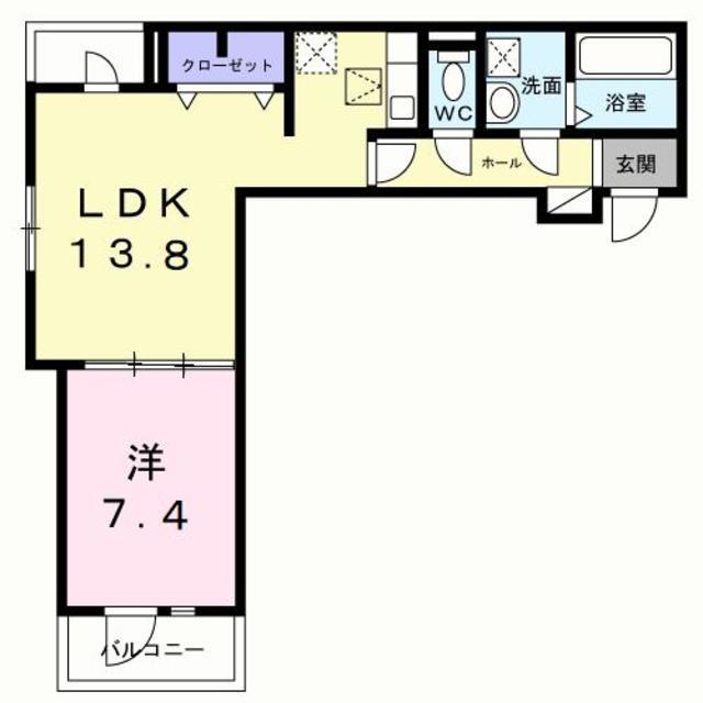 ヒカルサ岸和田畑町(1LDK/1階)の間取り写真