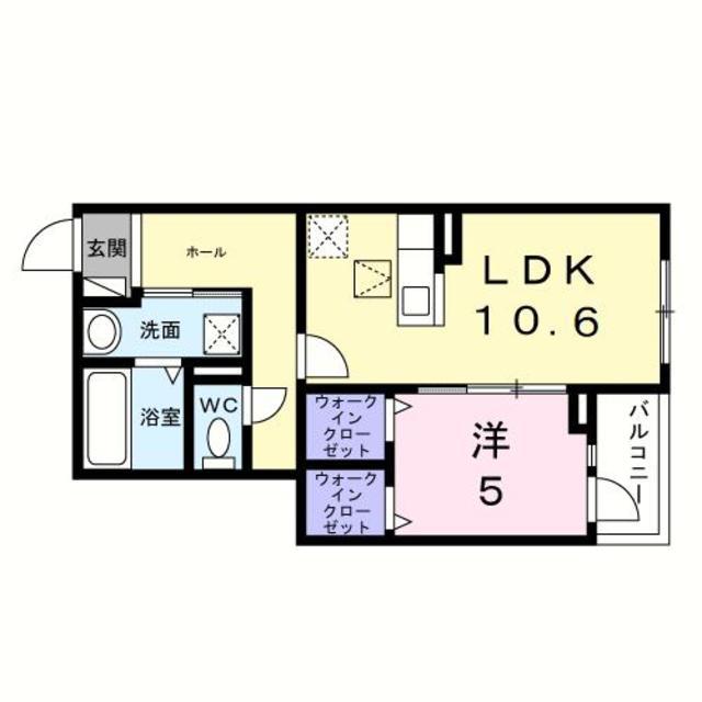 ヒカルサ岸和田畑町(1LDK/1階)の間取り写真